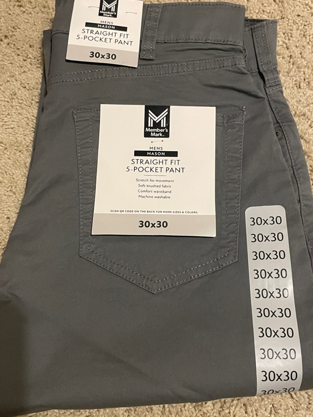 Member's Mark Mason Men's Straight Fit 5-Pocket Jeans - Gray
